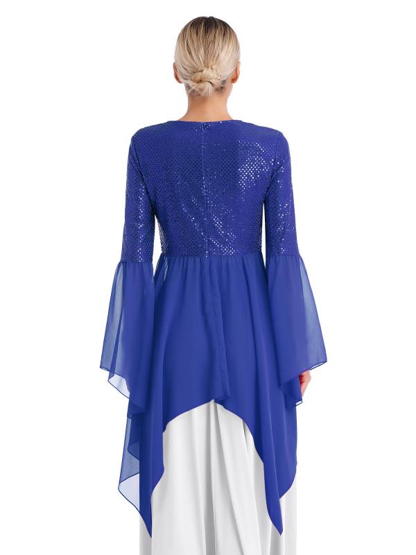 Women Liturgical Dance Dresses Shiny Sequins Worship Tunic thumb