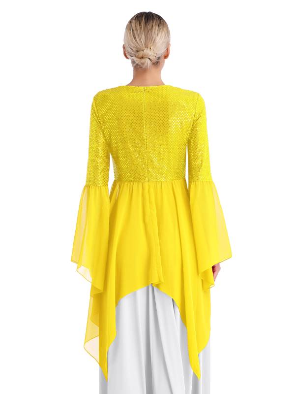 Women Liturgical Dance Dresses Shiny Sequins Worship Tunic thumb