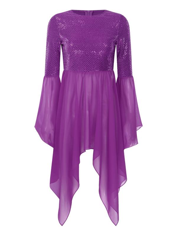 Women Liturgical Dance Dresses Shiny Sequins Worship Tunic thumb