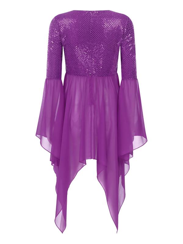 Women Liturgical Dance Dresses Shiny Sequins Worship Tunic thumb