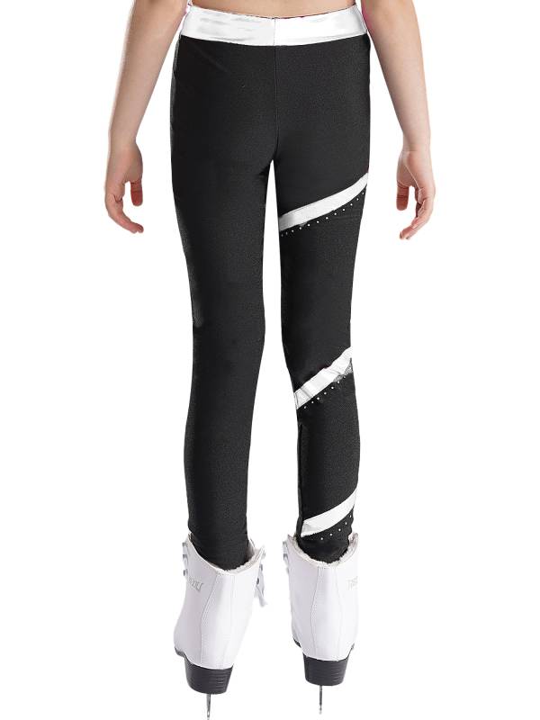 Kids Girls Shiny Rhinestones Metallic Striped Pants thumb