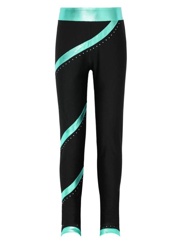 Kids Girls Shiny Rhinestones Metallic Striped Pants thumb