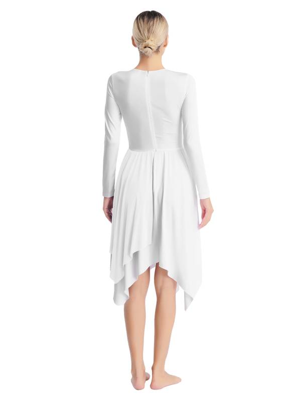 Women Long Sleeve Metallic Liturgical Worship Praise Dance Dress thumb