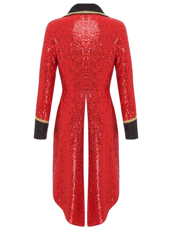 Women Sequin Notch Lapel Long Sleeve Halloween Circus Tuxedo thumb