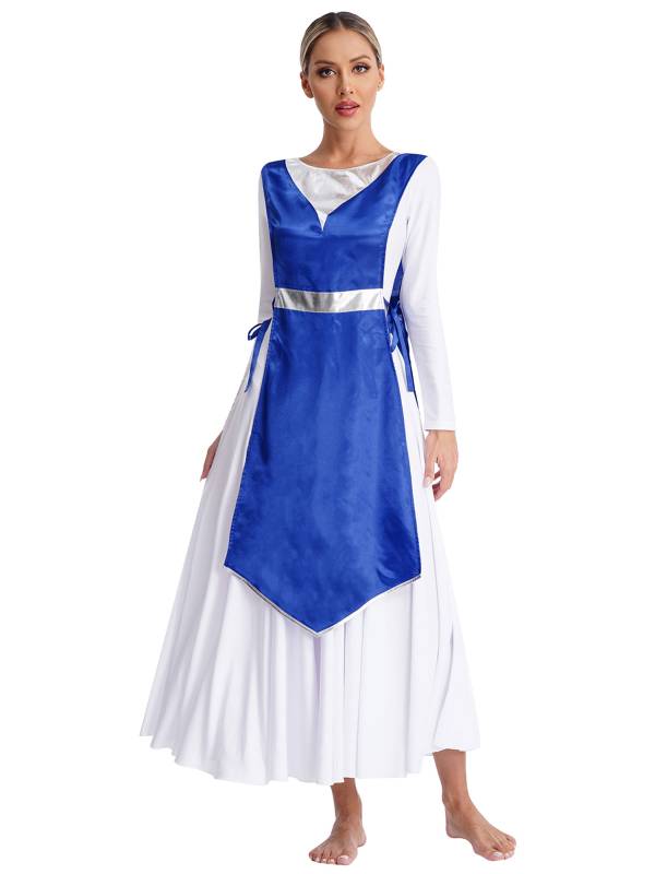 Women Metallic Sides Split Church Worship Tunic(Not Included White Base Dress) thumb