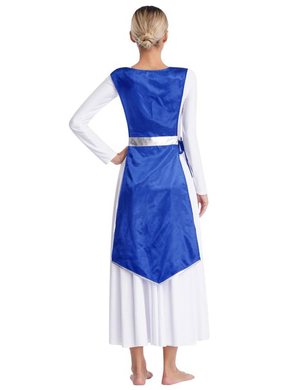 Women Metallic Sides Split Church Worship Tunic(Not Included White Base Dress) thumb