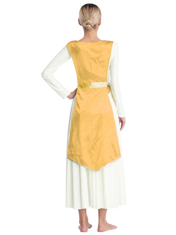 Women Metallic Sides Split Church Worship Tunic(Not Included White Base Dress) thumb