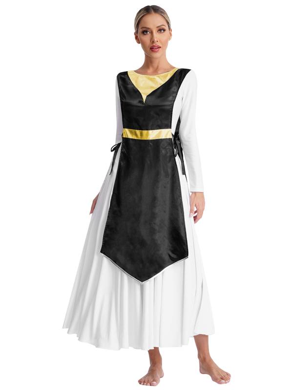 Women Metallic Sides Split Church Worship Tunic(Not Included White Base Dress) thumb