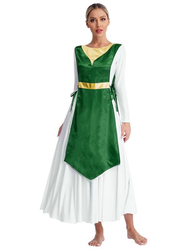 Women Metallic Sides Split Church Worship Tunic(Not Included White Base Dress) thumb
