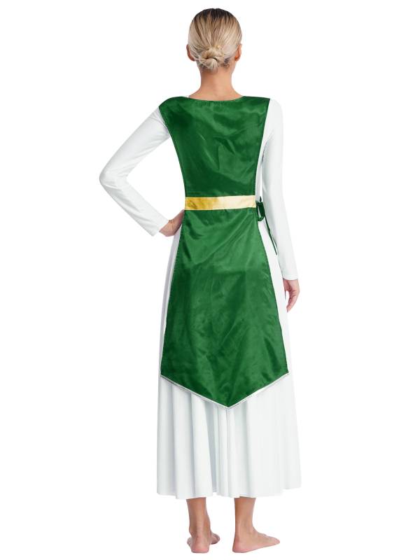 Women Metallic Sides Split Church Worship Tunic(Not Included White Base Dress) thumb
