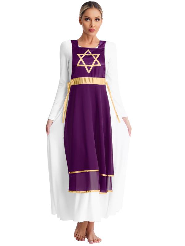 Women Star Lace-up Sleeveless Dress Choir Praise Dance Tunic thumb