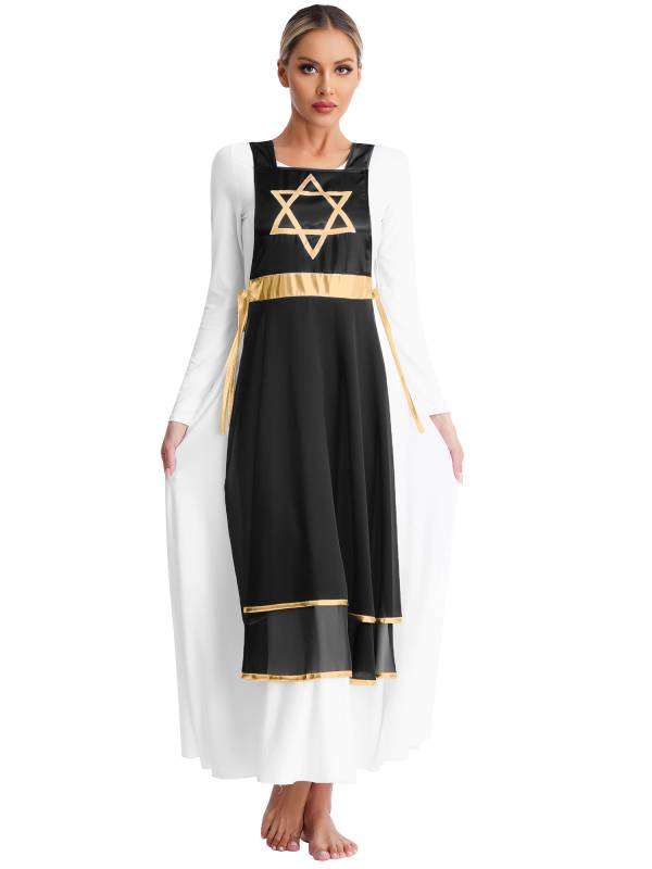 Women Star Lace-up Sleeveless Dress Choir Praise Dance Tunic thumb