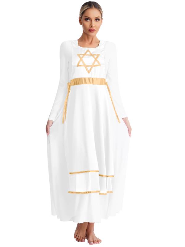 Women Star Lace-up Sleeveless Dress Choir Praise Dance Tunic thumb