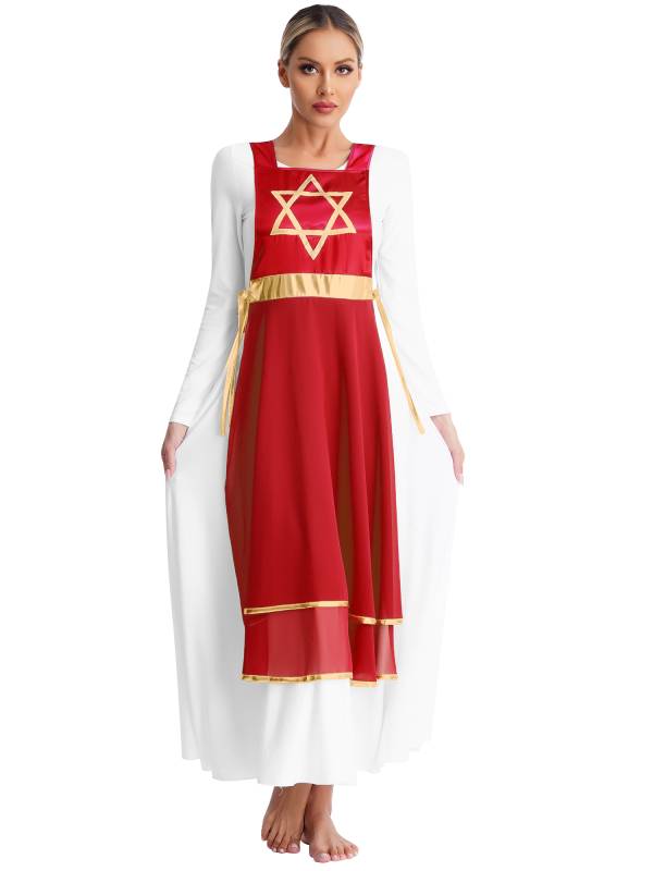 Women Star Lace-up Sleeveless Dress Choir Praise Dance Tunic thumb