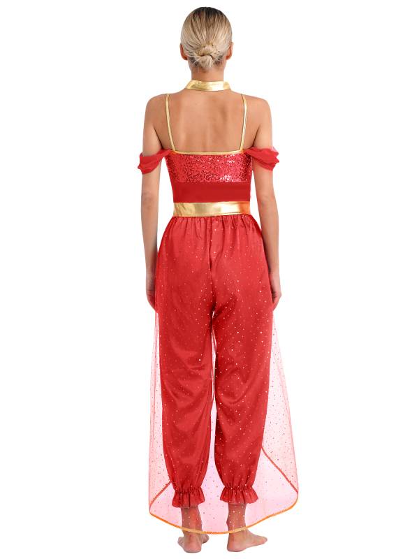 Women Belly Dance Sequin Jumpsuit Arabian Princess Costumes thumb