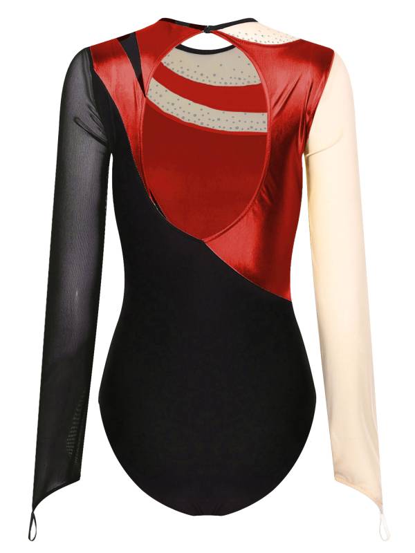 Women Metallic Long Sleeve Gymnastics Leotard thumb