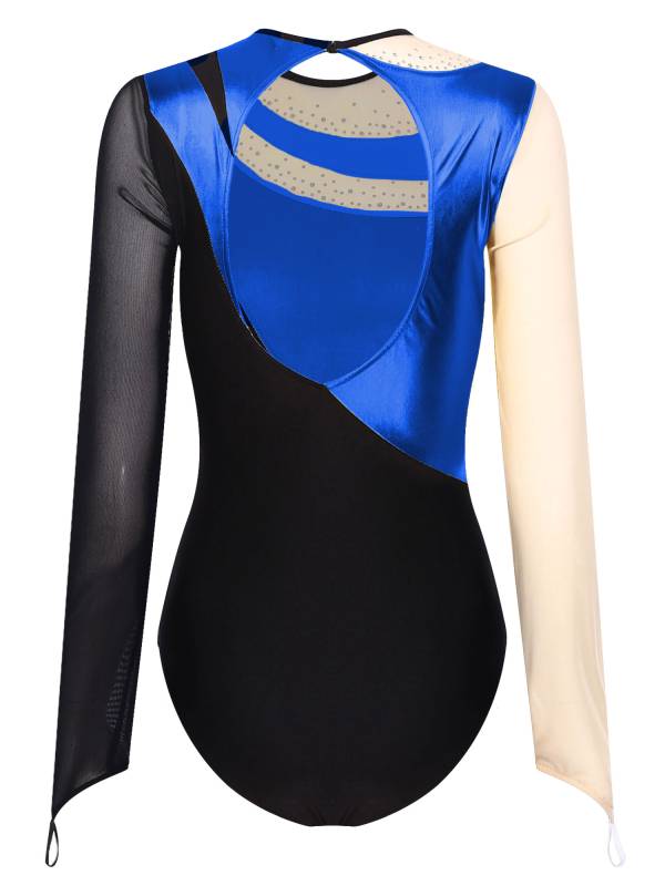 Women Metallic Long Sleeve Gymnastics Leotard thumb