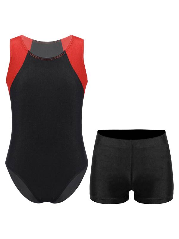 Kids Boys Sleeveless Leotard Bodysuit and Shorts Sport Set thumb