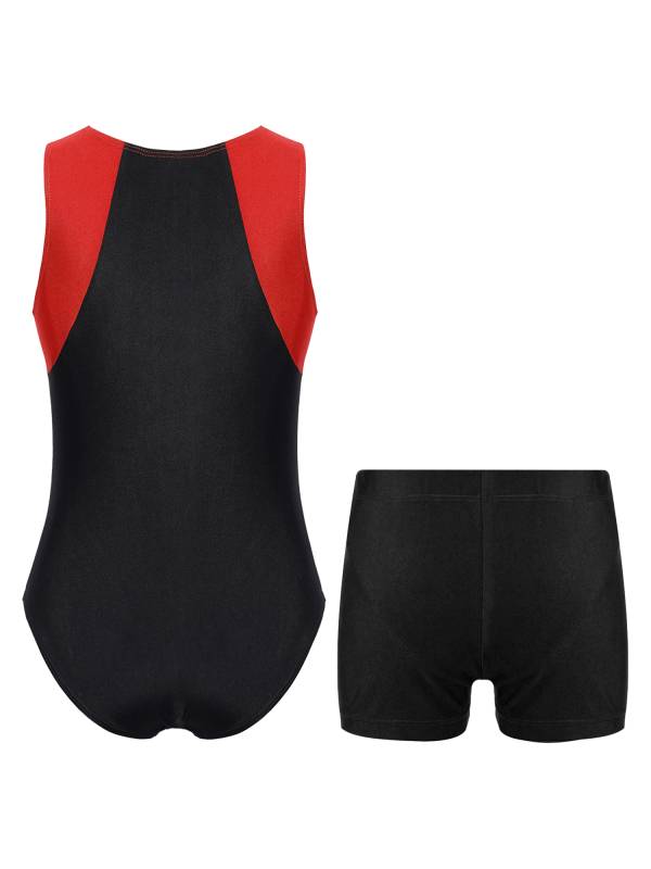 Kids Boys Sleeveless Leotard Bodysuit and Shorts Sport Set thumb