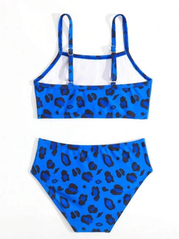 Kids Girls Two Pieces Leopard Pattern Swimsuit Bikini Set thumb