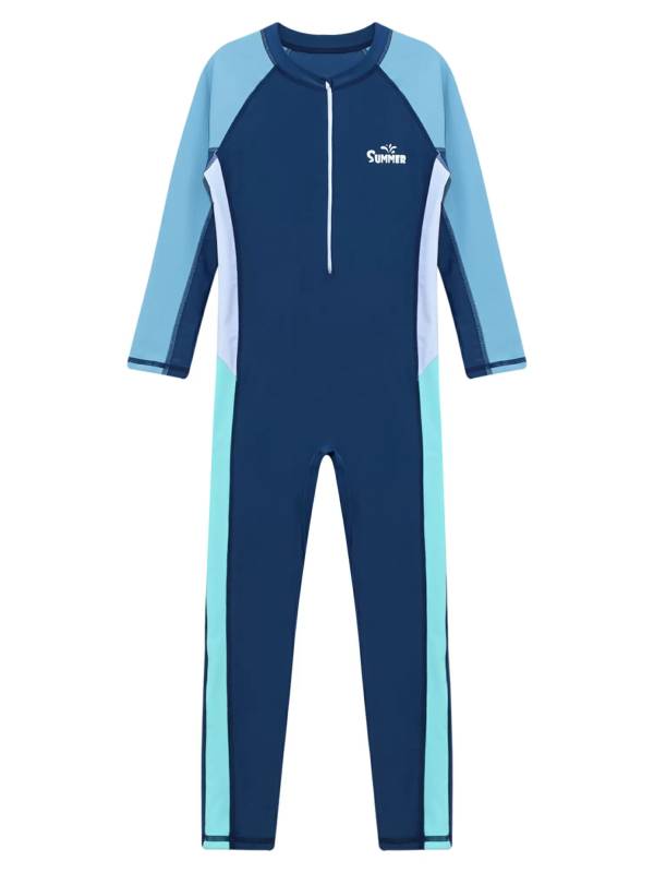 Kids Boys One-piece Full Body Long Sleeve Front Zipper Swimsuit thumb