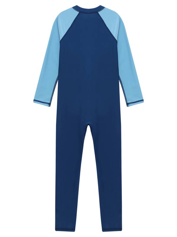 Kids Boys One-piece Full Body Long Sleeve Front Zipper Swimsuit thumb