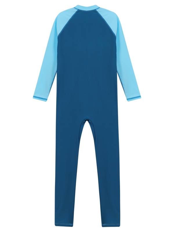 Kids Boys One-piece Full Body Long Sleeve Front Zipper Swimsuit thumb