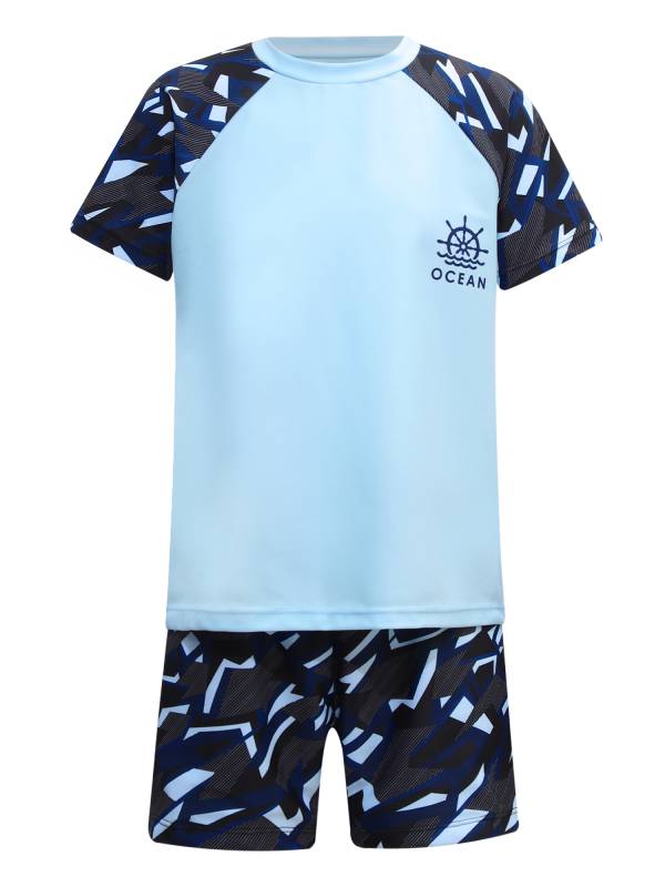 Kids Boys 2pcs Short Sleeve Top and Trunks Swimwear Set thumb