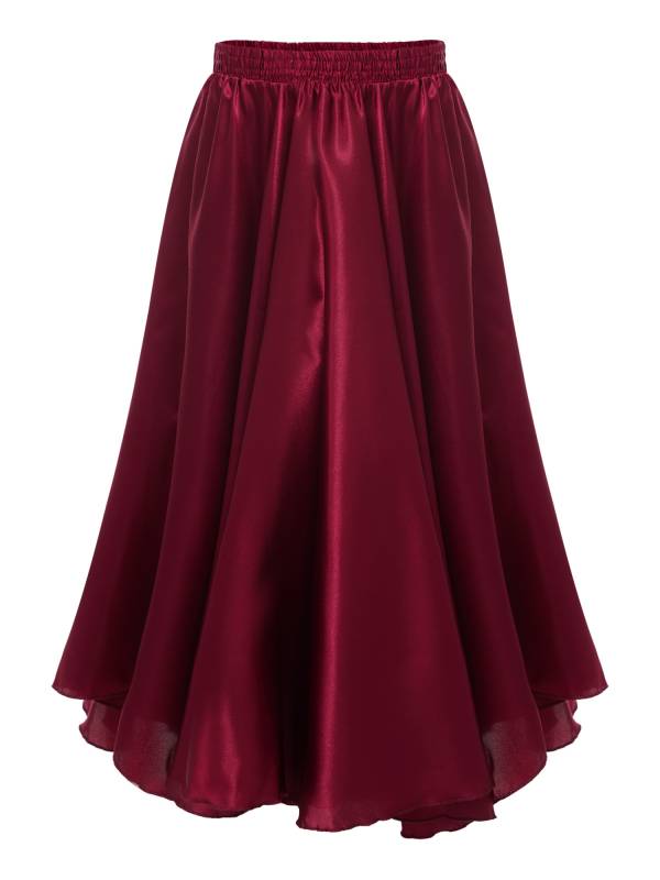 Kids Girls Solid Spanish Bullfight Midi Skirt Latin Dance Skirt thumb