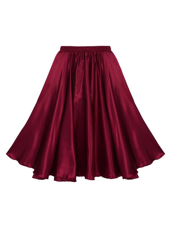 Kids Girls Solid Spanish Bullfight Midi Skirt Latin Dance Skirt thumb