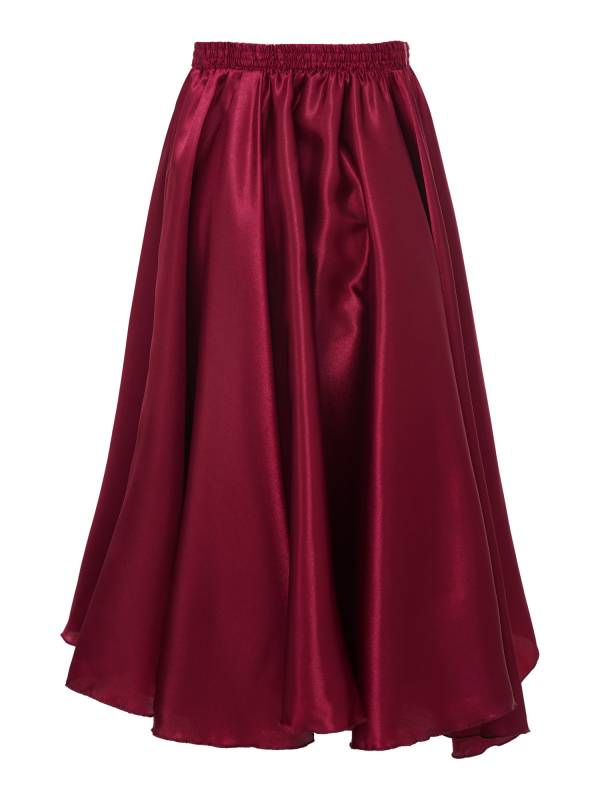 Kids Girls Solid Spanish Bullfight Midi Skirt Latin Dance Skirt thumb