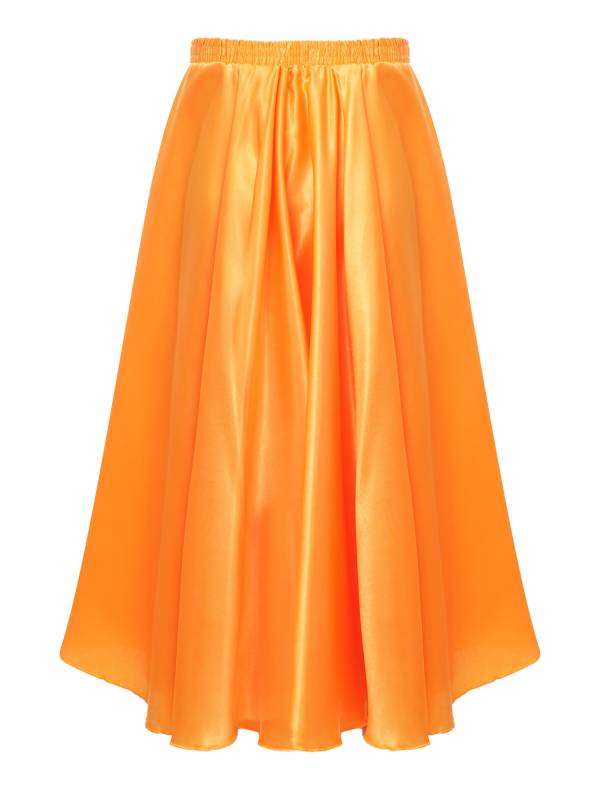 Kids Girls Solid Spanish Bullfight Midi Skirt Latin Dance Skirt thumb