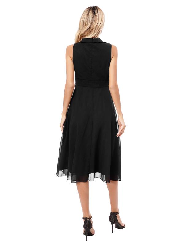Women Sleeveless V Neck Chiffon Wrap A-Line Bridesmaid Cocktail Dress thumb