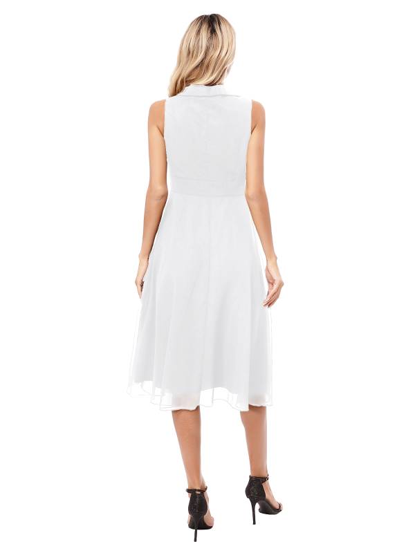 Women Sleeveless V Neck Chiffon Wrap A-Line Bridesmaid Cocktail Dress thumb