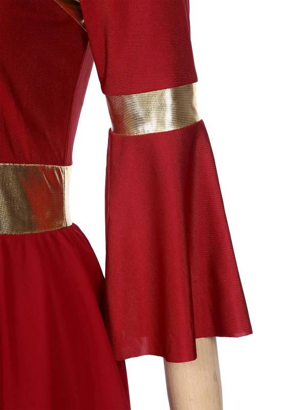 Women 3/4 Flare Sleeve Asymmetrical Liturgical Praise Dance Dress thumb