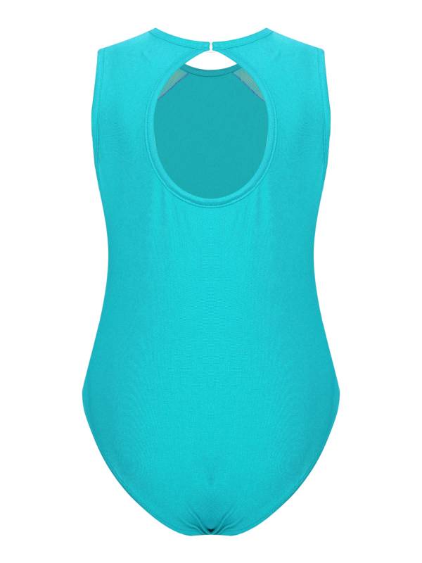 Kids Girls Sleeveless Glittery Rhinestones Gymnastics Leotard thumb