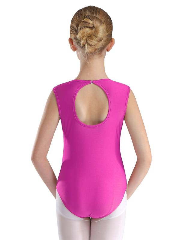 Kids Girls Sleeveless Glittery Rhinestones Gymnastics Leotard thumb