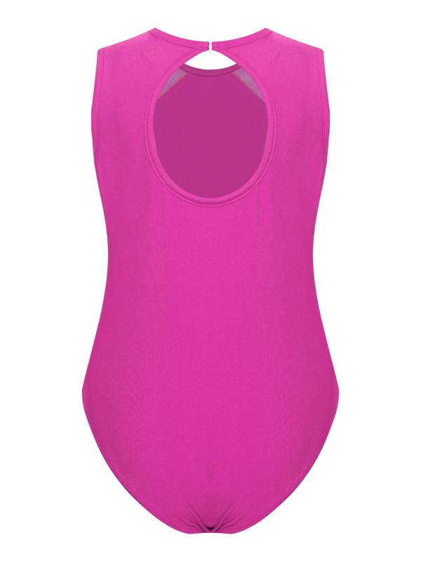 Kids Girls Sleeveless Glittery Rhinestones Gymnastics Leotard thumb