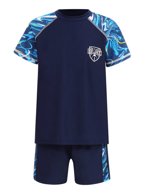 Kids Boys Two Piece Short Sleeve Top and Trunks Swimwear Set thumb