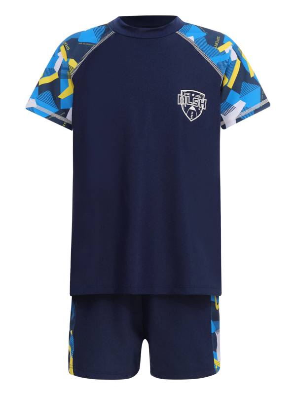 Kids Boys Two Piece Short Sleeve Top and Trunks Swimwear Set thumb