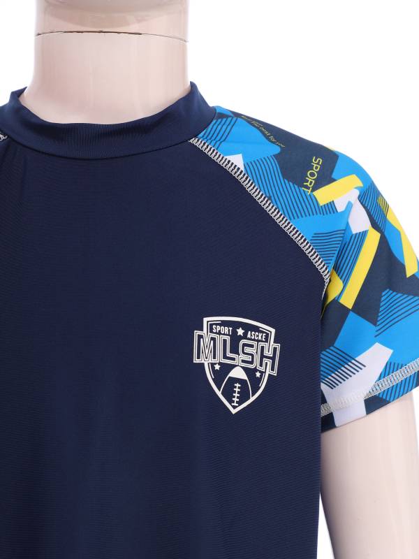 Kids Boys Two Piece Short Sleeve Top and Trunks Swimwear Set thumb