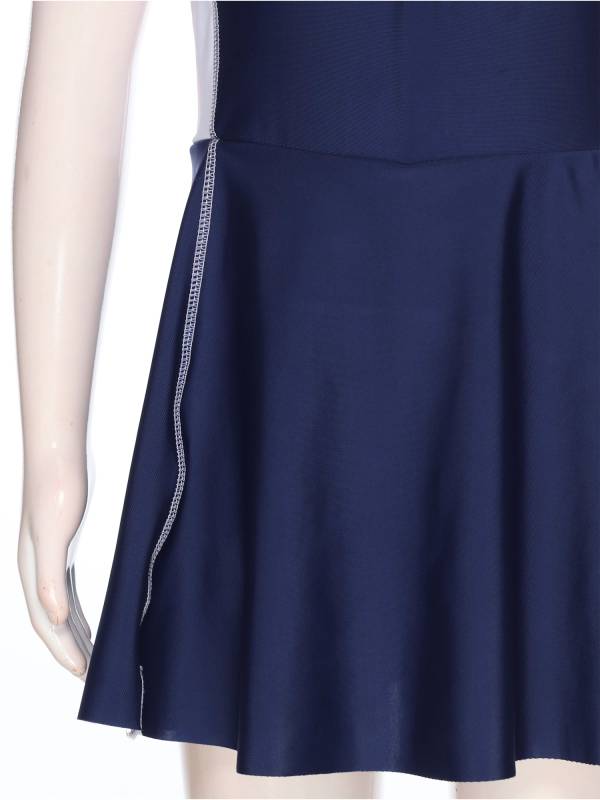 Girls Short Sleeve Color Block A-line Swimming Dress thumb