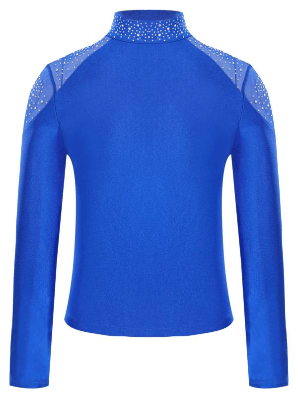 Kids Girls Shiny Rhinestones Long Sleeve Zipper Jacket for Gymnastics thumb