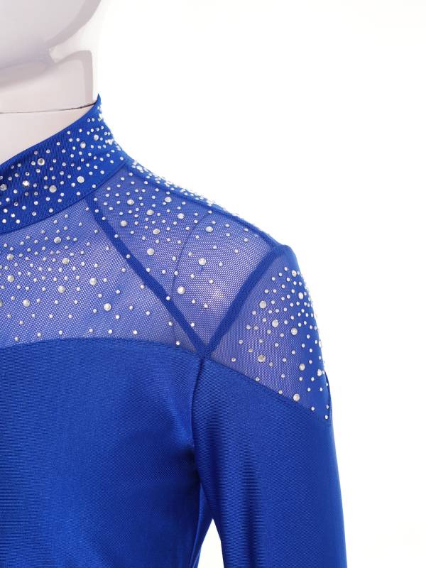 Kids Girls Shiny Rhinestones Long Sleeve Zipper Jacket for Gymnastics thumb