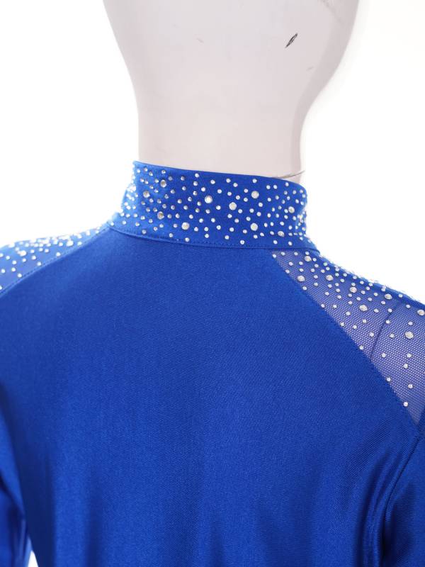 Kids Girls Shiny Rhinestones Long Sleeve Zipper Jacket for Gymnastics thumb