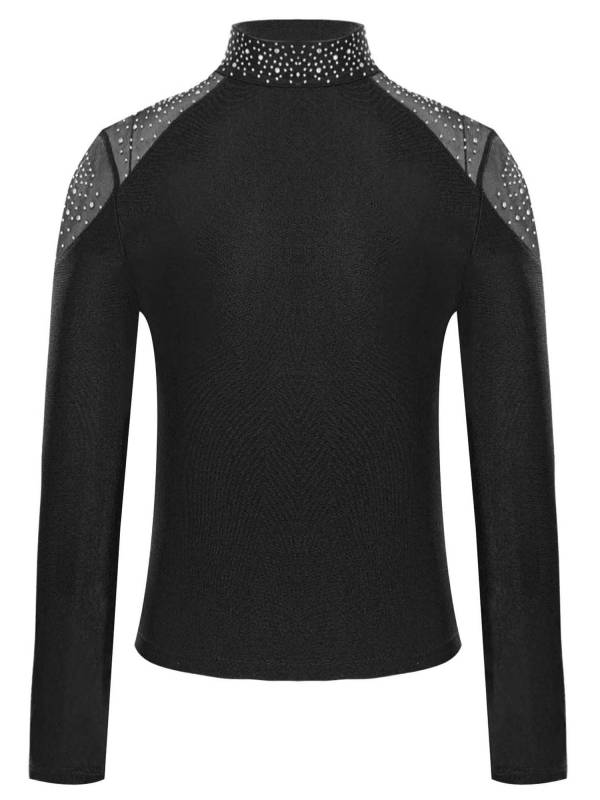 Kids Girls Shiny Rhinestones Long Sleeve Zipper Jacket for Gymnastics thumb