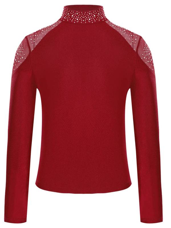 Kids Girls Shiny Rhinestones Long Sleeve Zipper Jacket for Gymnastics thumb