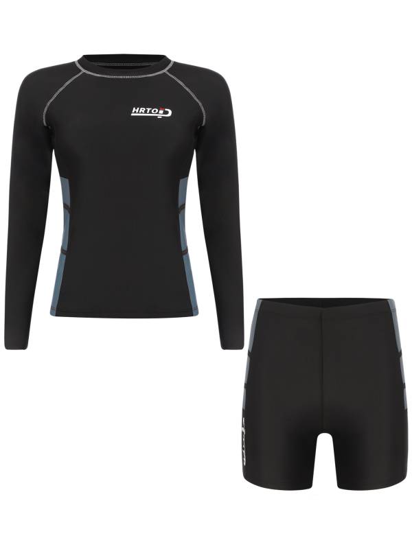Women 2pcs Swimsuit Long Sleeve Rash Guard Sets thumb