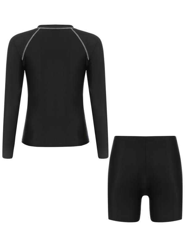 Women 2pcs Swimsuit Long Sleeve Rash Guard Sets thumb