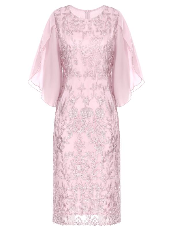 Women Mother of Bride Dress Embroidered Plus Size Cocktail Dress thumb